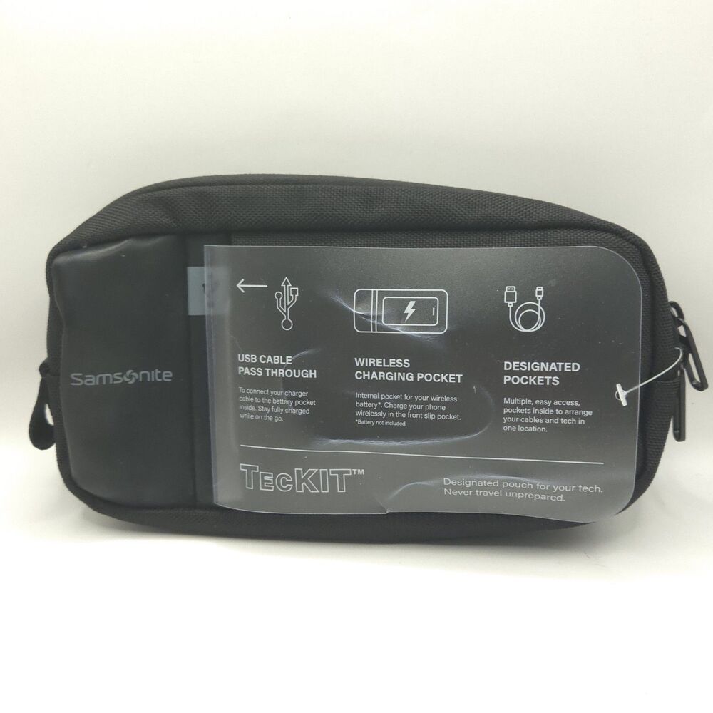 NEW Samsonite TecKIT Tech Organizer Pouch Charging Pocket USB Pass thru Travel